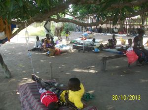 Admitted under trees, most of them due to malaria.